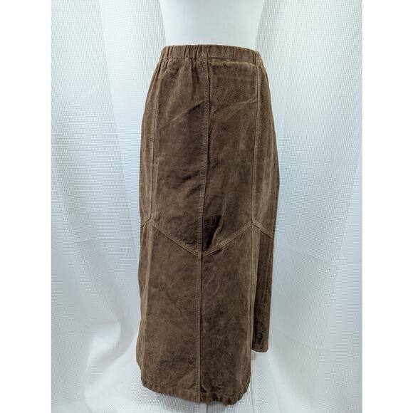 DENIM & CO.! LUXURIOUS TOASTY TAN BROWN GENUINE SUEDE LEATHER SKIRT! SZ M - Picture 2 of 8
